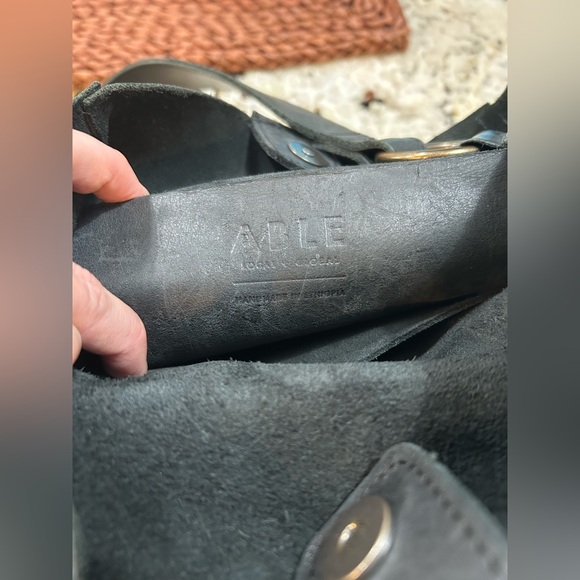 ABLE Black Leather Shoulder Bag - Picture 3 of 8